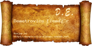 Demetrovics Elemér névjegykártya